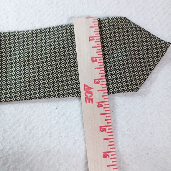 Stonehenge Gold Diamond Geometric Pattern Silk Tie Handmade - Picture 10 of 10